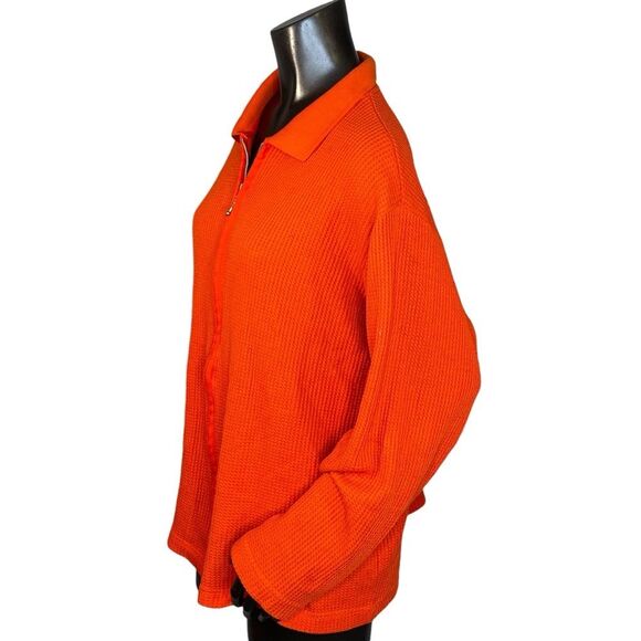 Forenza Vintage 80s Style Waffle Knit Track Jacket Full Zip Womens Size Large - Picture 2 of 5